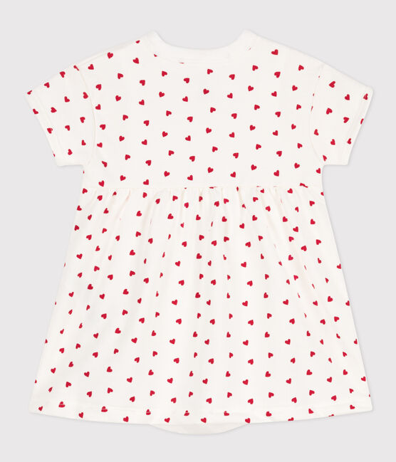 Vestido de muletón con body integrado para bebé blanco MARSHMALLOW/rojo PEPS