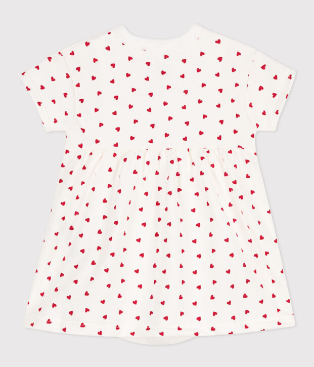 Vestido de mulet&oacute;n con body integrado para beb&eacute; blanco/rojo