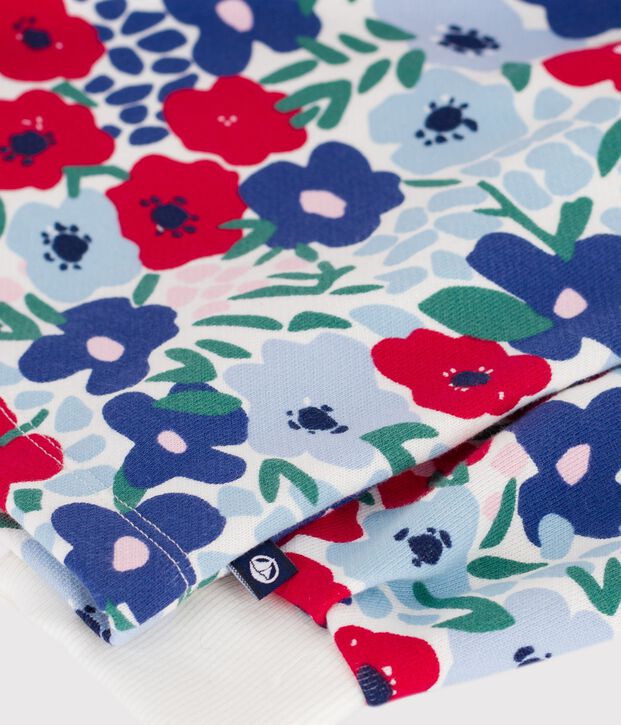 Sudadera infantil de algod&oacute;n con estampado de flores blanco/multicolor