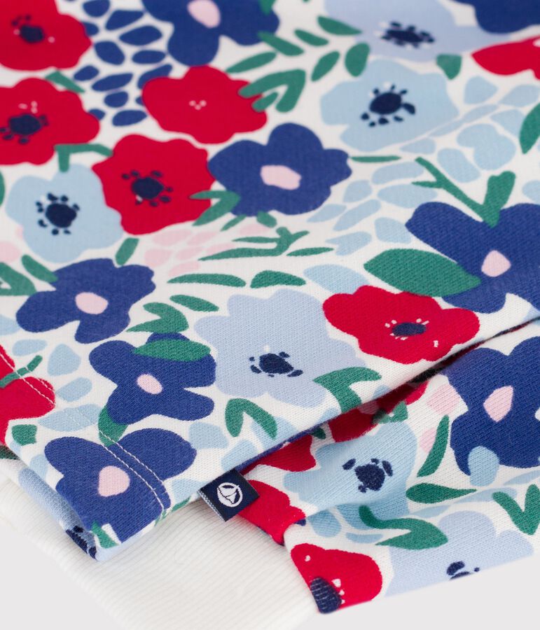 Sudadera infantil de algod&oacute;n con estampado de flores blanco/multicolor