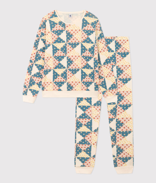 Pijama de algod&oacute;n patchwork para mujer crudo/multicolor
