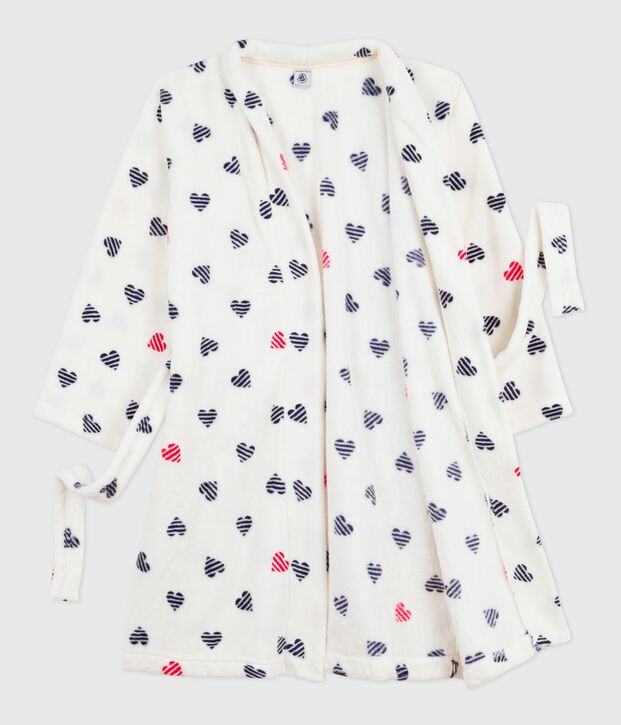 Bata polar infantil estampada blanco/multicolor