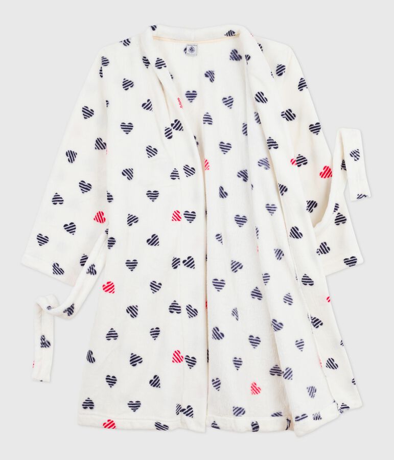 Bata polar infantil estampada blanco/multicolor