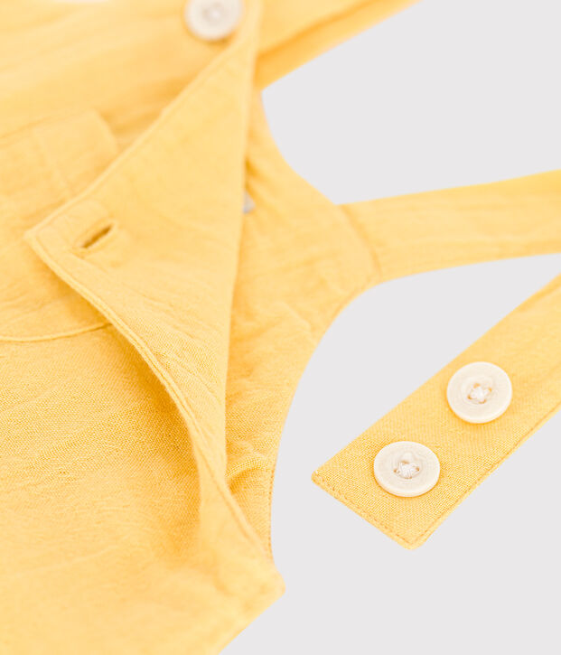 Peto corto y liso de gasa de algod&oacute;n para beb&eacute; amarillo