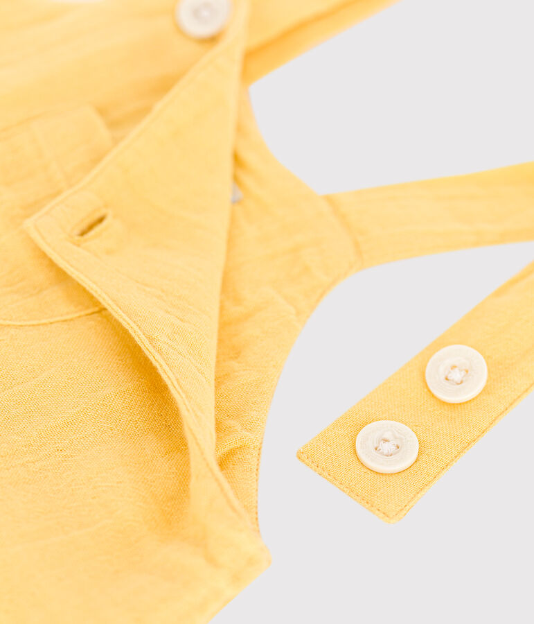 Peto corto y liso de gasa de algod&oacute;n para beb&eacute; amarillo