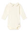 Body bebé niña de cuello claudine beige COQUILLE