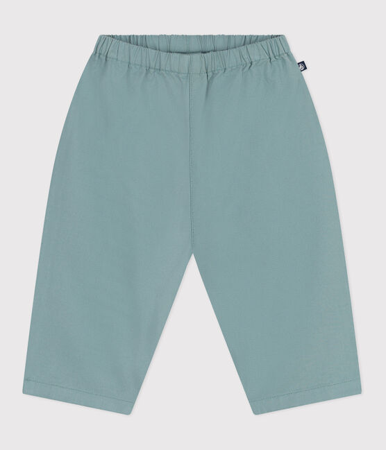Pantalón liso de algodón y lino para bebé verde PAUL