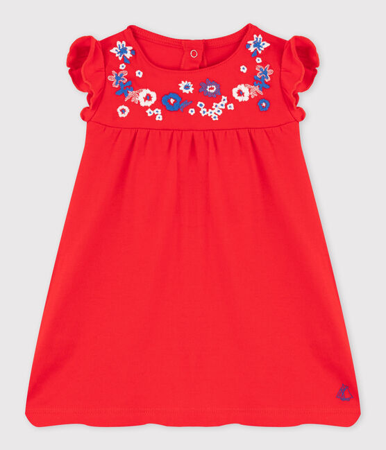 Vestido bordado para bebé niña rojo PEPS