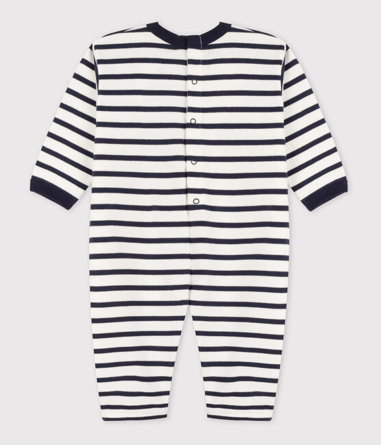 Mono de punto grueso con rayas marineras para bebé blanco MARSHMALLOW/azul SMOKING