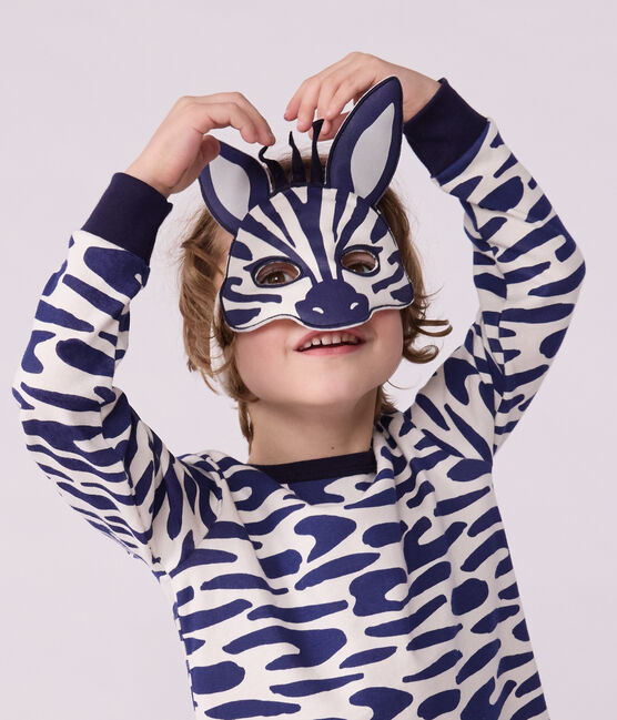 Pijama disfraz infantil de algodón con estampado de cebra azul MILK/ SOIR