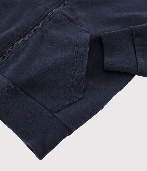 Sudadera con cremallera y capucha de algodón de niño azul SMOKING