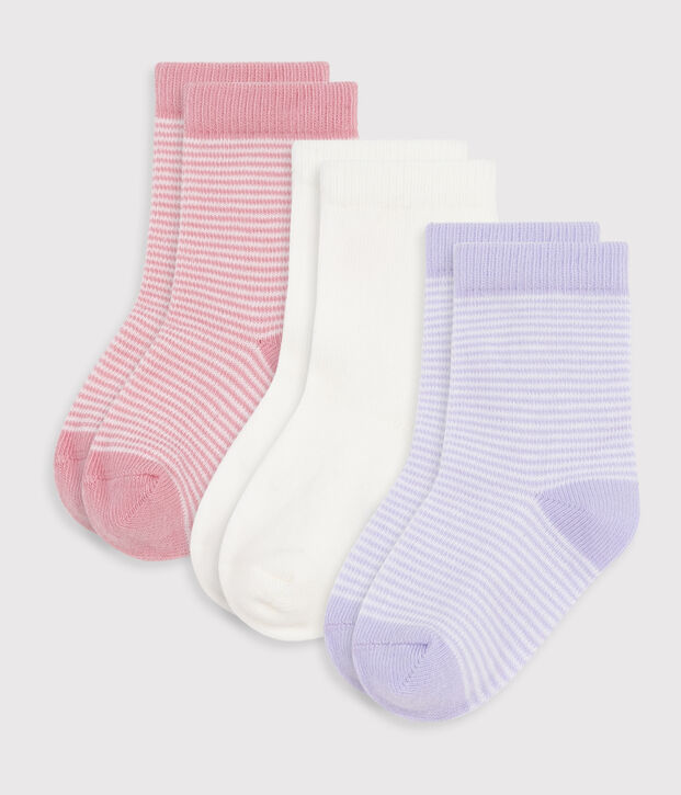 3 pares de calcetines de algod&oacute;n milrayas para beb&eacute; multicolor