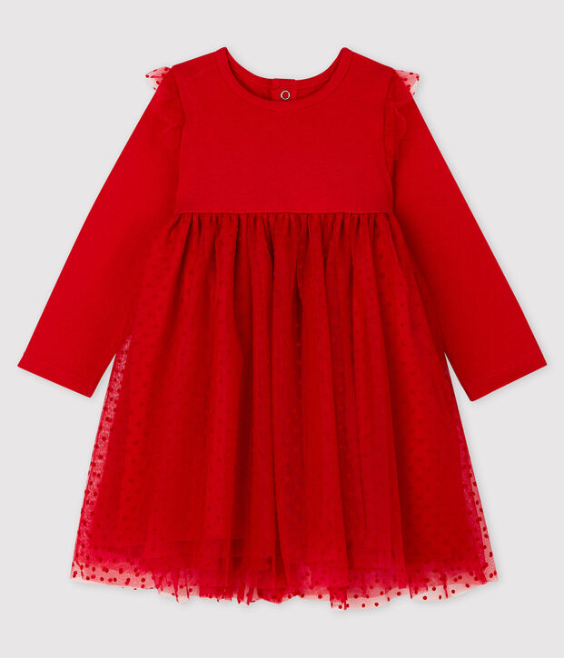 Vestido de manga larga para beb&eacute; ni&ntilde;a rojo