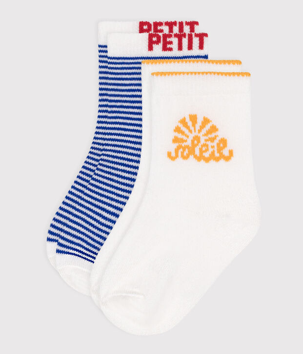 2 pares de calcetines de algod&oacute;n a rayas para beb&eacute; multicolor
