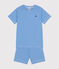 Pijama corto infantil a rayas de algodón DELPHINIUM/ MARSHMALLOW