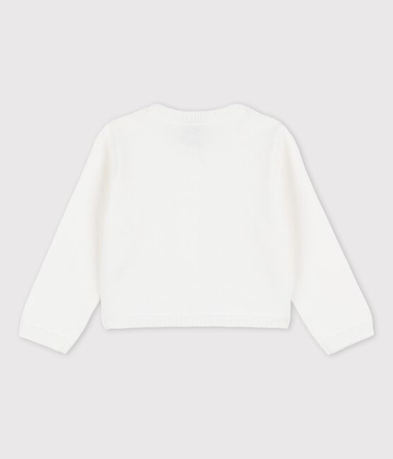Cárdigan de punto elegante para bebé blanco MARSHMALLOW