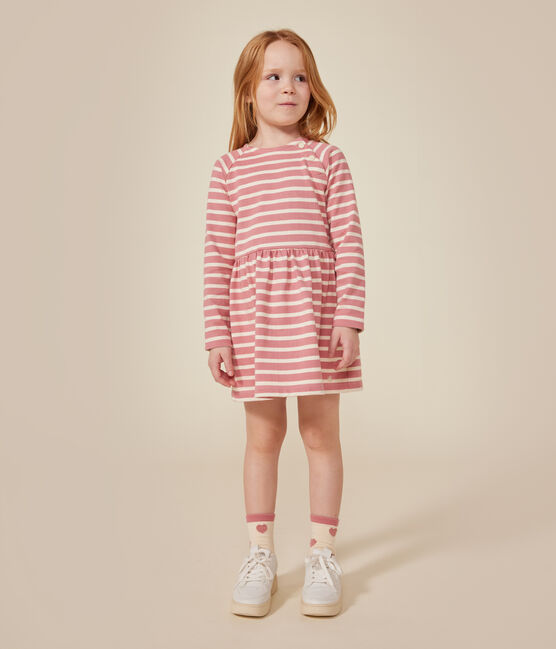 Vestido de manga larga de algodón grueso para niña rosa ROSEWOOD/ AVALANCHE