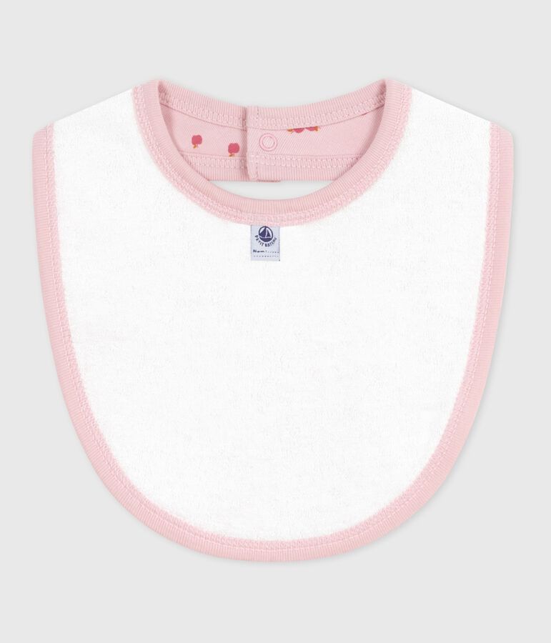 Babero de algod&oacute;n estampado para reci&eacute;n nacido rosa JOLI/blanco MULTICO