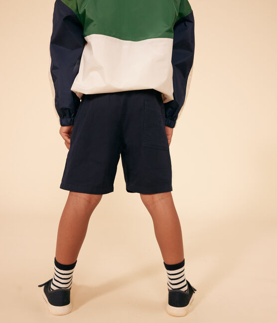 Pantalón corto infantil de sarga de algodón y lino azul SMOKING
