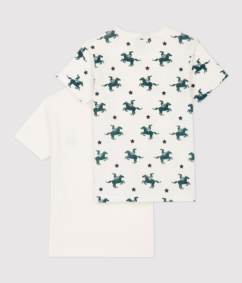 Juego de 2 camisetas de manga corta con estampado de caballeros de ni&ntilde;o de algod&oacute;n multicolor