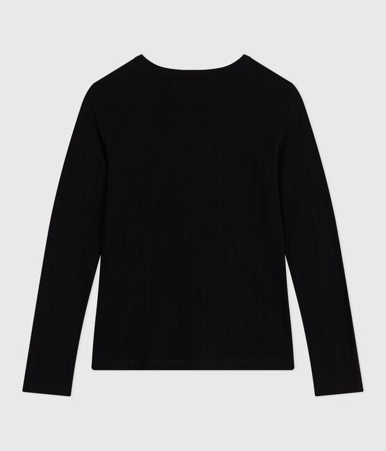 Camiseta Icónica de manga larga de algodón calado para mujer negro BLACK