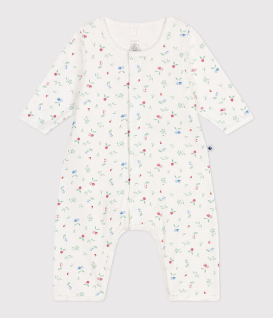 Bodyjama de algodón sin pies con frutas para bebé blanco MARSHMALLOW/blanco MULTICO