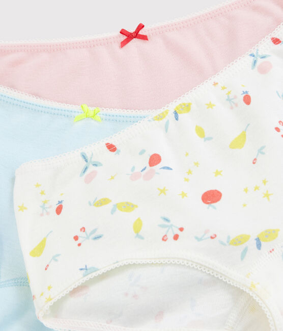 Lote de 3 culottes con estampado de frutas de algodón ecológico de niña variante 1