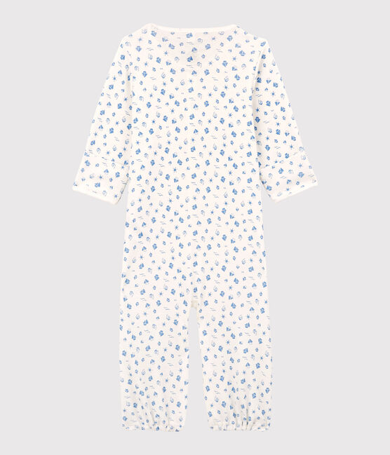 Mono saco de barquitos de bebé de algodón ecológico blanco MARSHMALLOW/azul COOL