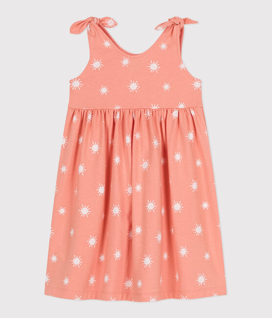 Vestido infantil sin mangas de algodón con estampado naranja ABRICOT/ MARSHMALLOW