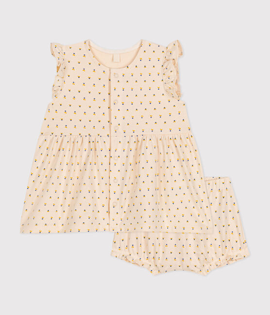 Vestido sin mangas con bombachos de jersey ligero de bebé blanco AVALANCHE/ MULTICO