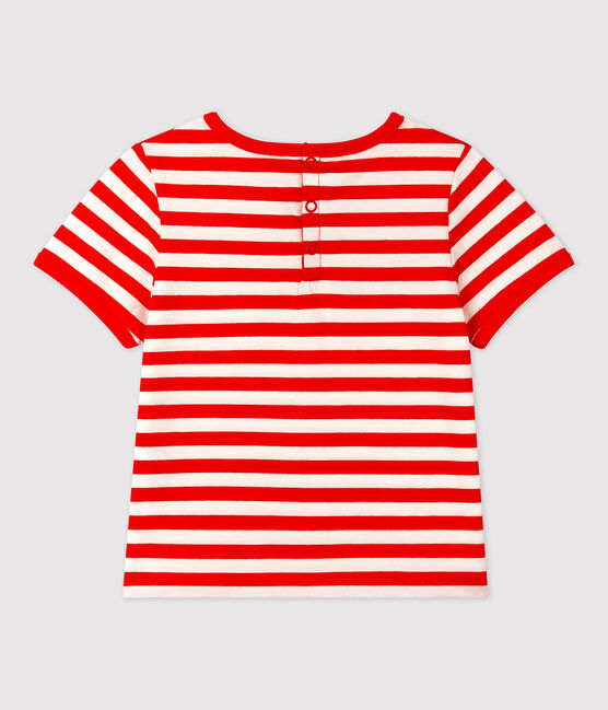 Camiseta de manga corta a rayas de jersey para bebé rojo PEPS/blanco MARSHMALLOW