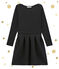 Vestido bi-materia para mujer con cintura definida negro NOIR