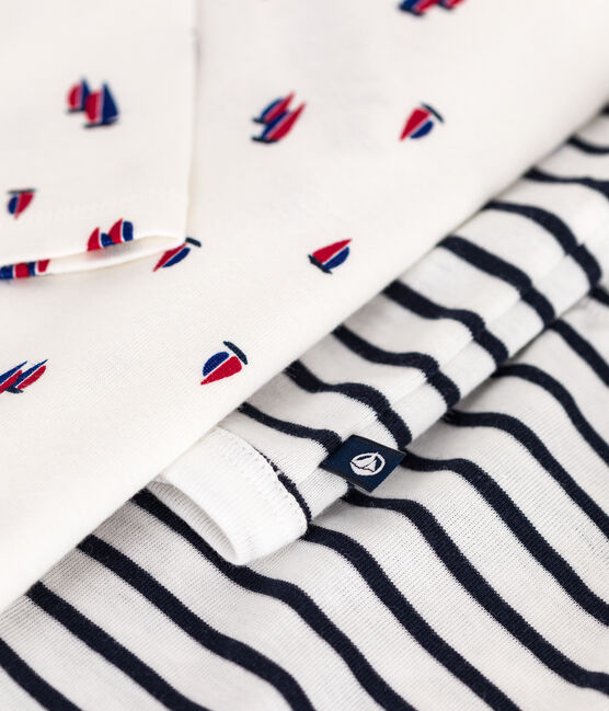 Conjunto de 3 piezas de algodón para bebé blanco MARSHMALLOW/azul SMOKING