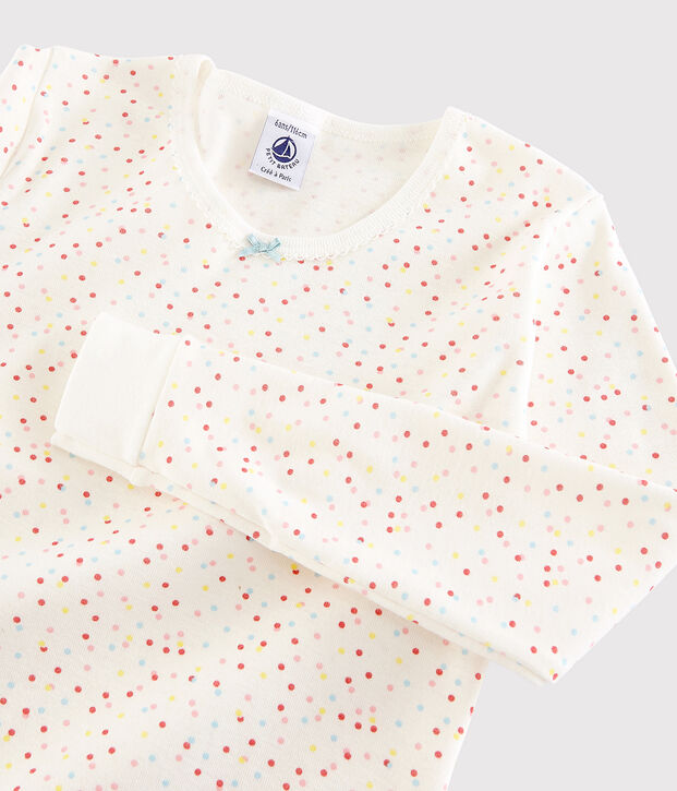 Pijama snugfit de lunares multicolores de algod&oacute;n ecol&oacute;gico de ni&ntilde;a blanco/multicolor
