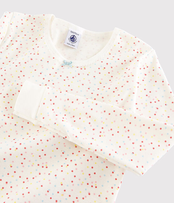 Pijama snugfit de lunares multicolores de algodón ecológico de niña blanco MARSHMALLOW/blanco MULTICO