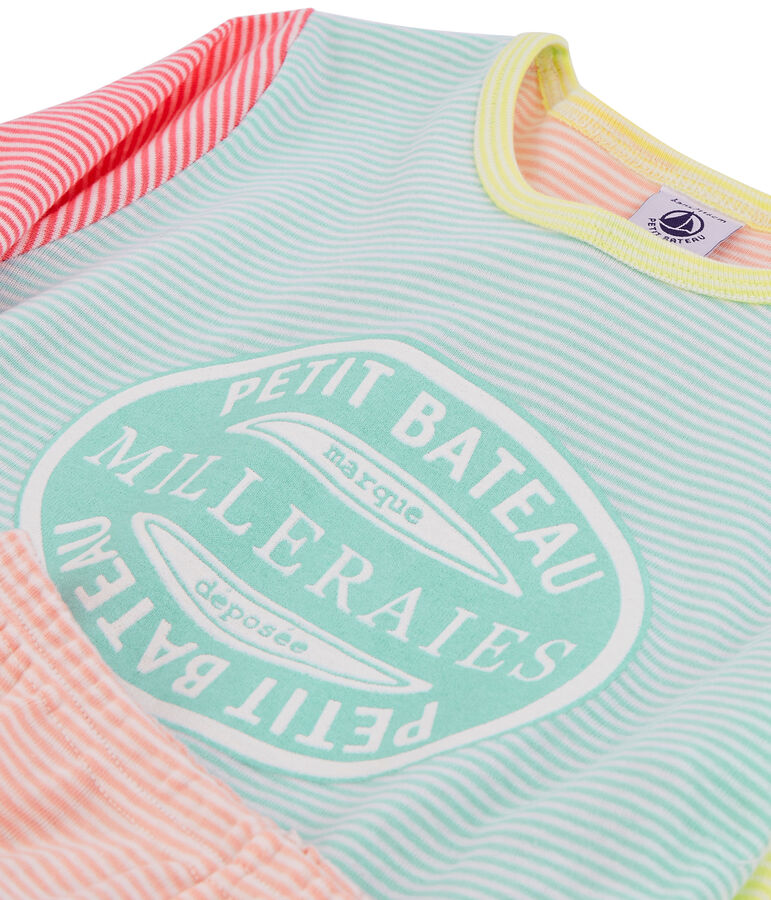 Pijama de punto para ni&ntilde;a blanco/multicolor