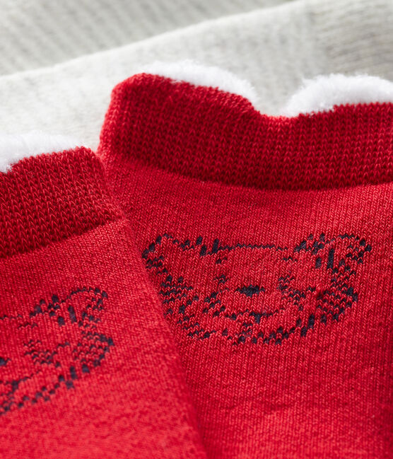 Lote de 2 pares de calcetines para bebé unisex rojo TERKUIT
