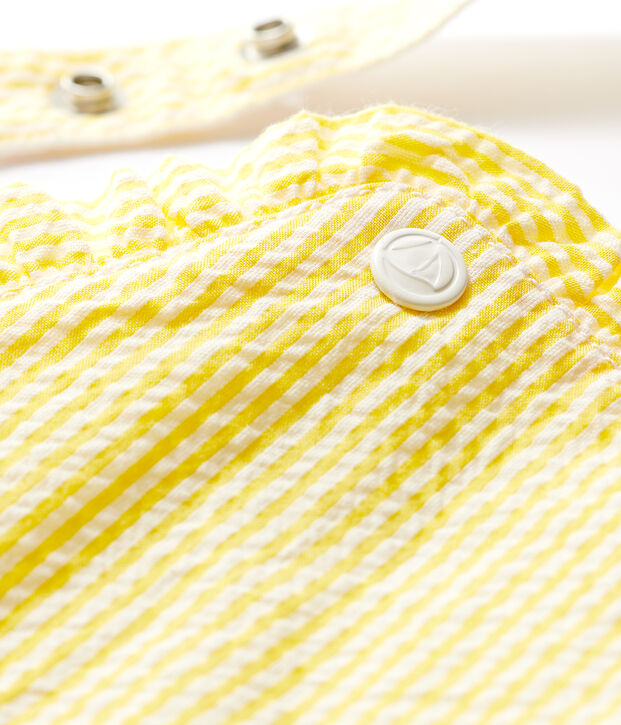 Peto corto de mil rayas de beb&eacute; ni&ntilde;a amarillo/blanco