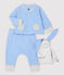 Conjunto de 3 prendas azules de bebé de algodón ecológico azul EDNA/blanco MARSHMALLOW