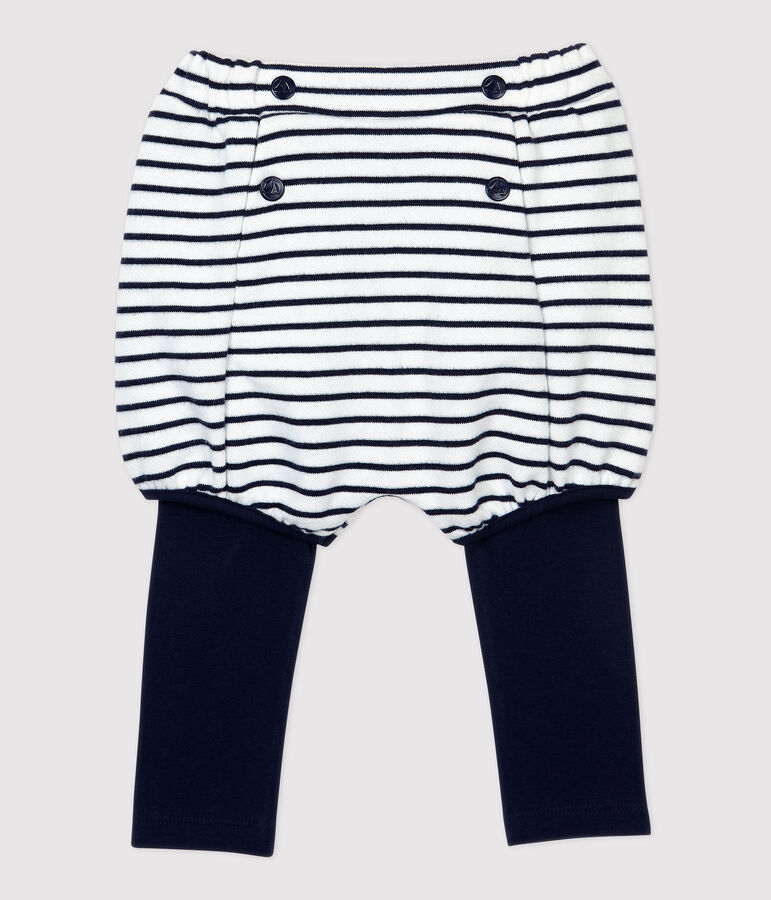 Pantal&oacute;n corto de algod&oacute;n de beb&eacute;. blanco/azul