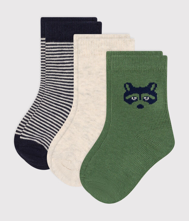 3 pares de calcetines de algod&oacute;n con mapache para beb&eacute; multicolor