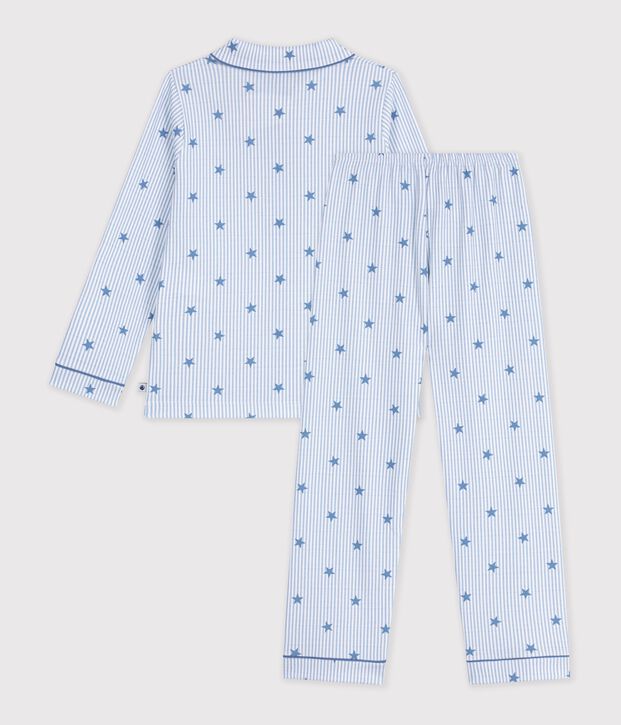 Pijama infantil abotonado de algod&oacute;n con estampado de estrellas blanco/multicolor