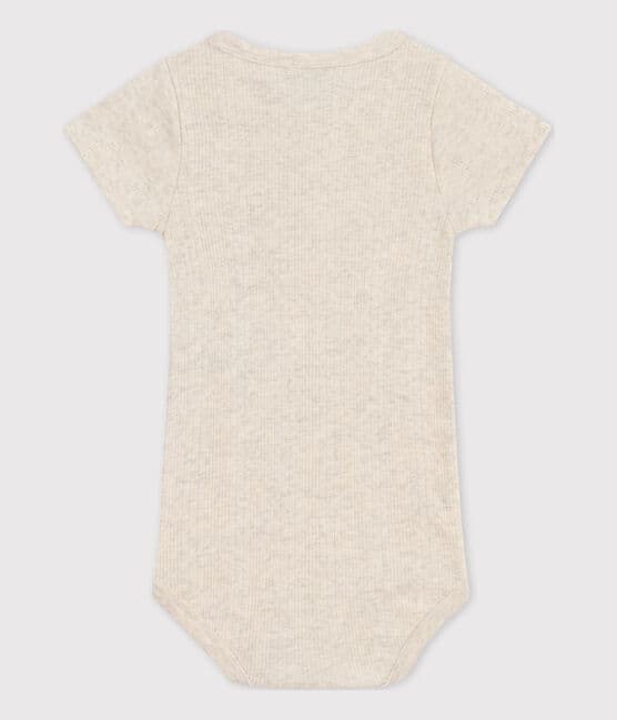Body de manga corta de algodón con cuello tunecino para bebé beige MONTELIMAR CHINE