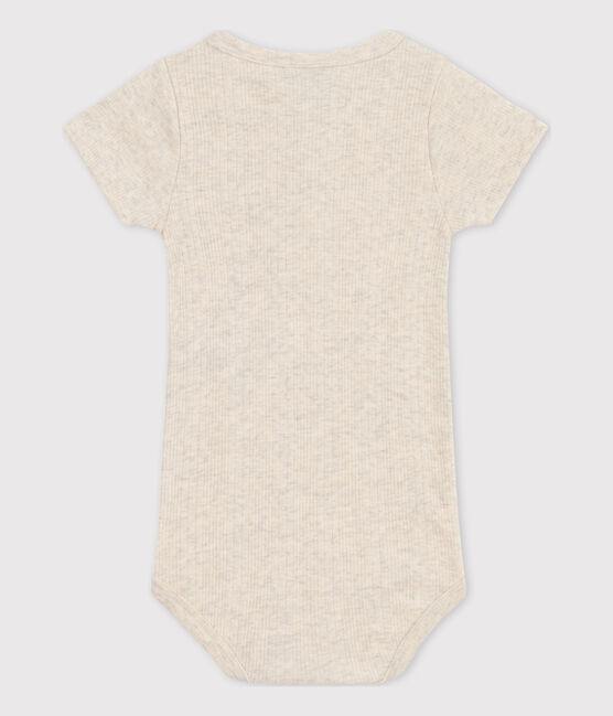 Body de manga corta de algodón con cuello tunecino para bebé beige MONTELIMAR CHINE