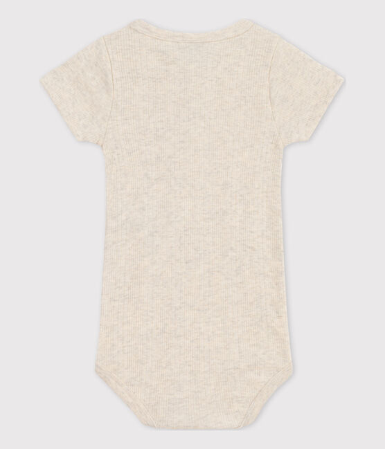 Body de manga corta de algodón con cuello tunecino para bebé beige MONTELIMAR CHINE
