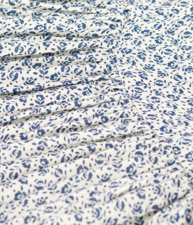 Vestido estampado sin mangas de gasa de algod&oacute;n para ni&ntilde;a crudo/azul