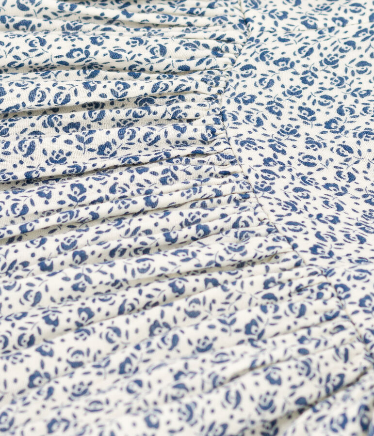 Vestido estampado sin mangas de gasa de algod&oacute;n para ni&ntilde;a crudo/azul