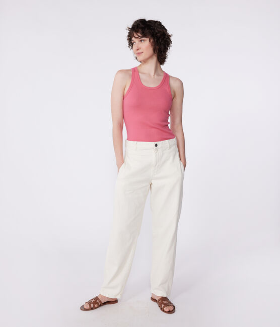 Camiseta lisa sin mangas Icónica de algodón para mujer rosa PEONIA