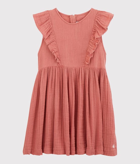 Vestido de gasa de algodón orgánico para niña rosa PAPAYE