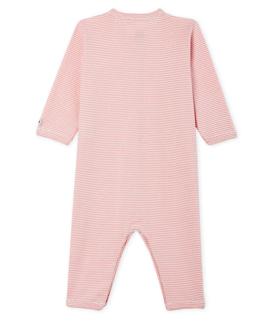 Pijama sin pies de punto para bebé niña rosa CHARME/blanco MARSHMALLOW
